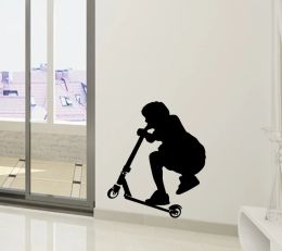 Stickers EXTRA LARGE STUNT TRICK SCOOTER CHILD BEDROOM WALL ART STICKER TRANSFER DECAL