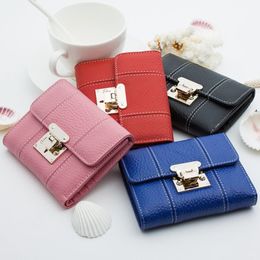 Women wallet Standard Wallets Soft cowhide billfold Zero purse Small Monochromatic Card bag Whole Short WT012248T
