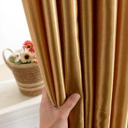 Curtains 2021 Modern Gold Curtains Solidcolored Windows High Shade Cloth Curtain Living Room Bedroom Balcony Translucent Panel Curtain