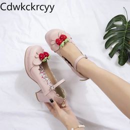 spring and fall The fashion Round head Thick heel Women shoes Beige Pink black sweet College style High heel Single shoes 240401