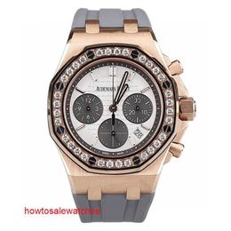 AP Watch Designer Diamond Watch Royal Oak Offshore 26231or Automatic Machinery Womens Outer Ring Original Diamond 18k Rose Gold Material Complete Set