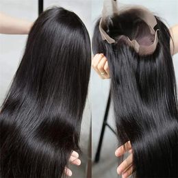 Transparent Bone Straight Frontal Wig Human Hair 360 HD Full Lace Wig Bone Straight 13x4 Lace Front Human Hair Wigs for Women