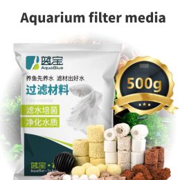 Accessories Aquarium Filter Media Ceramic Rings 500g Fish Tank Activated Carbon Biological Balls Mixed Filter with Free Filter Net Bag