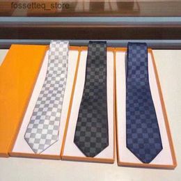 Neck Ties mens luxury necktie damier quilted ties plaid designer tie silk tie with box black blue white 83k5#A8HW L240313