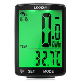 LIXADA Wireless Bike Computer Multi Functional LCD Screen Bicycle Computer Mountain Bike Speedometer Odometer IPX6 Waterproof 240301