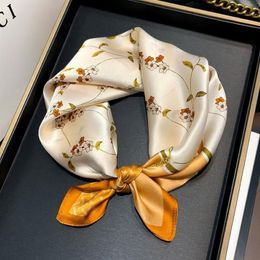 Scarves 100% Silk Scarf Women Print Hair Neck Square Office Ladies Shawl Bandanna 53CM Hijab Handkerchief Muffler Foulard FJ545264c