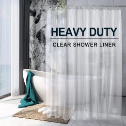 Curtains Clear Shower Curtain Waterproof Transparent Curtains Liner Mildew Plastic Bath Curtains With Hooks Home PEVA Bathroom Decor
