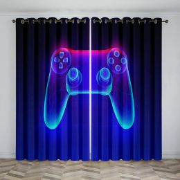 Curtains 2pcs Cool Gamepad Printed Curtains for Bedroom, Office, Kitchen, Living Room, Study Room Home Decor Sunshade Curtains