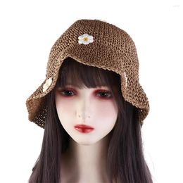 Wide Brim Hats Woman Travel Vacation Sunscreen Panama Cap Boho Flat Hat UV Protection Handmade Weave Sun Straw