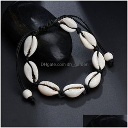 Chain Black White Boho Natural Girls Shells Charm Bracelets For Women Beach Jewellery Handmade Rope Bangles Gift Drop Delivery Dhpqw