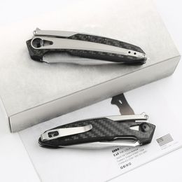 High Quality C0990 High End Flipper Folding Knife CPM-20CV Stone Wash Blade CNC Carbon Fibre with Stainless Steel Handle Ball Bearing Washer EDC Pocket Knives