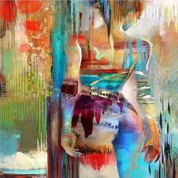 Bright-coloured Girl Handpainted contemporary Abstract Wall Deco Art Oil Painting On Canvas Multi Customised sizes Ab009258H