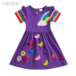 Girl's Dresses Jumping Metres Summer Butterflies Dresses Rainbow Fashion Toddler Costume Party Princess 3-8T Frocks ldd240313