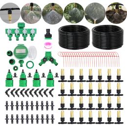 Kits MUCIAKIE 50M5M Garden Micro Misting Irrigation Cooling System Automatic Timer Patio Mist Brass Nozzle Adjustable Spray Kits