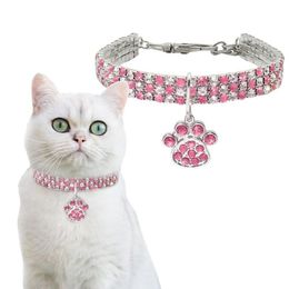 Rhinestone Dog Puppy Collar Cute Cat Collar Bling Dog Cat Jewelry Collars Pet Crystal Diamond Elasticity Necklace Pet Supplies257M