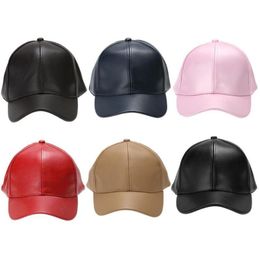 Ball Caps Unisex Men Women PU Leather Baseball Cap Snapback Outdoor Sport Adjustable Fashionable Hat Red khaki black pink navy Blu318z