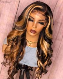 Synthetic Wigs Lace Frontal Wigs 4/27 Highlight Wig Body Wave 136 13X4 Lace Front Wigs For Women Hair Loose Wave ldd240313