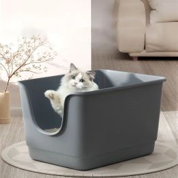 Boxes Huge cat litter box oversized fully open semiclosed cat litter box splashproof large cat toilet