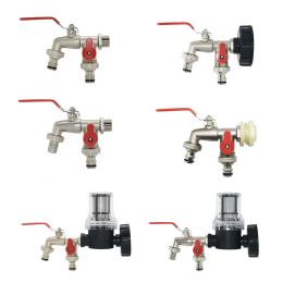 Kits IBC Tank Adapter 1/2" 3/4" Male Thread 2Way Water Tap Connectors Garden Hose Splitter Faucet Valve Irrigation System Fittings