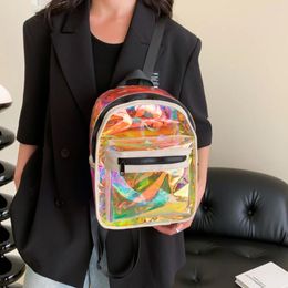 School Bags Summer Candy Satchel Rucksack Transparent Ladies Bookbag Fashion Colorful Adjustable Strap Simple Portable For Teenage Girls