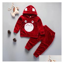 Clothing Sets 2Pcs Baby Winter Clothes Set Toddler Tracksuits Kids Suits Children Boys Girls Cartoon Veet Hoodies Pants Drop Delivery Otfyo