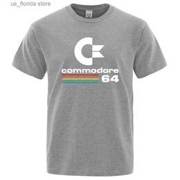 Men's T-Shirts Cotton Men T-shirts Summer Commodore 64 Print T Shirt C64 SID Amiga Retro Cool Design Strt Short Slve Top T Men Clothing Y240314