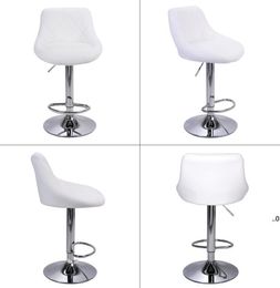 Modern Bar Stools High Tools Type Adjustable Chair Disc Rhombus Backrest Design Dining Counter Pub Chairs White SEAWAY FWF94041108382