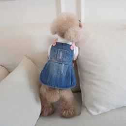 Dog Apparel Contrast Color Denim Skirt Suspender Cute Pet Clothes Cat And Clothing Teddy Bear Coat Yorkshire Maltese