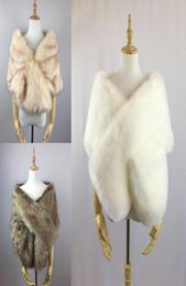 New Faux Fur Bridal Shawl Fur Stick Wraps Marriage Shrug Coat Bride Winter Wedding Party Boleros Jacket Size1950549