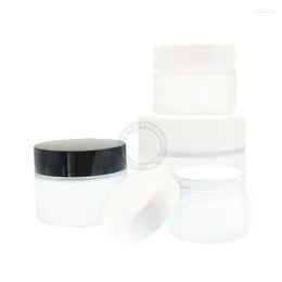 Storage Bottles High-end Exquisite Frosted Glass Cream Alcohol Bottle Refillable Perfume Sanitizer Jars With Plastic Lid