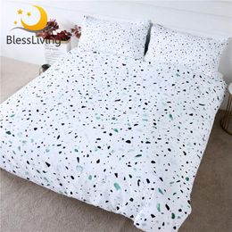 Bedding Sets BlessLiving Quartz Set Green Stones Comforter Cover Rock Terrazzo Bed King Black White Marble Bedlinen 3-Piece