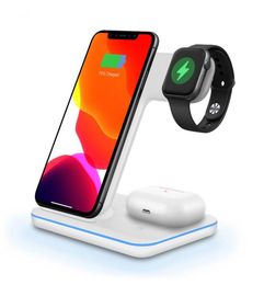 15W Fast Qi Wireless Charger for Apple Watch 5 4 3 2 Airpods Pro QI Charging For iPhone 12 Pro Max XS Desktop Stand 3 in 1 Chargin6245993