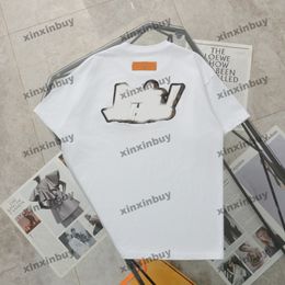 xinxinbuy Men designer Tee t shirt 2024 Leather embroidery letter short sleeve cotton women gray black white M-2XL