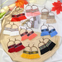 Dangle Earrings 10 Colours Ethnic Women's Jewellery Accessories Bronze Alloy Embroidery Tassel Statement Hyperbole Drop For Women