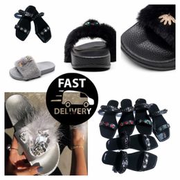 2024 Designer Sandals Women Leather Casual Shoes Roman Sandals Flat Heel Woven Buckle Slippers GAI fashion black