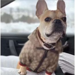 Outdoor luxury designer dog harnesses coat cute teddy hoodies suit small collar accessor apparel classic pattern fashion adjustable pet