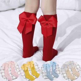 Kids Socks New Baby Cotton Socks For Girls Knee High Infant Toddlers Long Sock Big Bows Soft Childrens Socks Kids Girls Dance Sock YQ240314