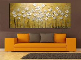 Little White Flowers Hand Painted Palette Knife Oil Painting on Canvas Modern Simple Wall Art Home Decoration1992792