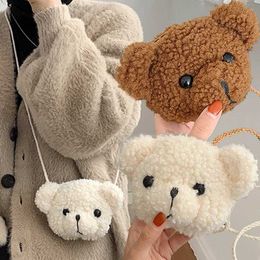 Backpacks Cute Plush Bear Shoulder Bag For Children Kids Cartoon Messenger Bags Kawaii Coin Purses Little Girls Stuffed Animals BackpackL2403