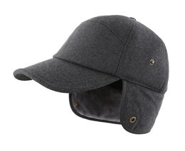 Connectyle Fashion Winter Hats with Brim Earflap Fitted Visor Hat Warm Faux Fur Baseball Daily Cap for Men 240311
