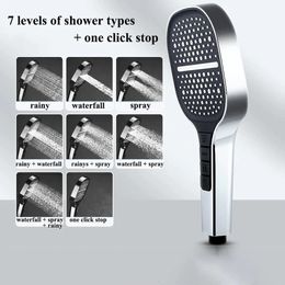 large Area Shower Head 7 Modes Adjustable High Quality Pressure Water Saving Flow Faucet Nozzle Bathroom Accessories 240301