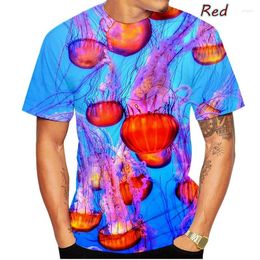 Men's T Shirts 2024 3D Print Deep Sea Jellyfish Shirt Going Out Street High Quality Colourful Casual Unisex Cool