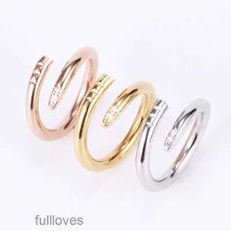 Designer Ring Gold Silver Band Nail Rings Love Jewellery Titanium Steel Rose Gold Silver Diamond CZ Size Fashion Classic Simple Wedding Engagement Gift for Couple Love