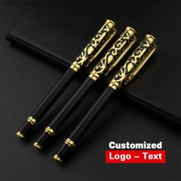 Fountain Pens Fountain Pens High Quality Luxury Metal Ball-point Pen Sculpture Pattern Roller Pen Office School Stationary Pen Customised Name Gift Q240314