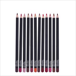 12pcs Cosmetic Lipstick Pen Professional Nude Waterproof Lady Charming Lip Liner Contour Makeup Lipstick Tool 240305
