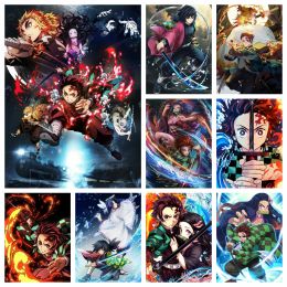 Stitch Anime Demon Slayer Diamond Rhinestones Painting Classic Japanese Cartoon Cross Stitch Embroidery Picture Mosaic Craft Home Decor