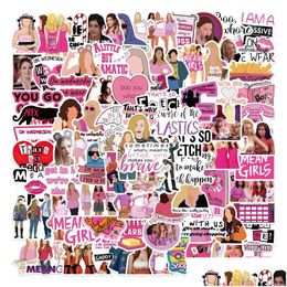 Car Stickers 50Pcs American Classic Movies Mean Girls Cute Pink Iti Kids Toy Skateboard Motorcycle Bicycle Sticker Decals Drop Deliver Ott1N