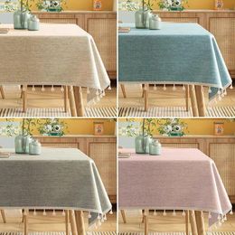 Table Cloth Cotton And Linen Tablecloth Waterproof Oil-proof No-wash Wind Rectangular