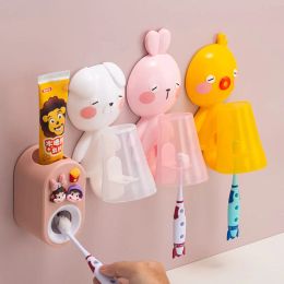 Holders Children Cartoon Cute Mouthwash Cup Set Baby Upside Down Toothbrush Cups Male And Girl Plastic Anti Falling Hanging Wall Dental