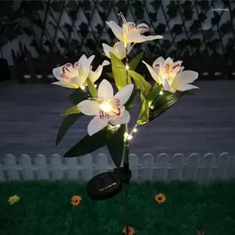 Solar Lamp Simulation Camellia Peach Blossom Ground Outdoor Garden Villa Decoration Atmosphere Lawn